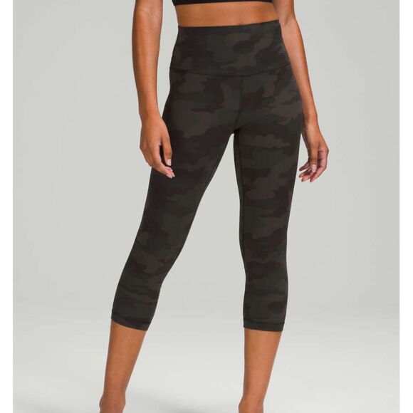 Women Lululemon Align High-Rise Crop 21"Heritage 365 Camo Dark Olive Multi Sz 6 - Picture 1 of 7